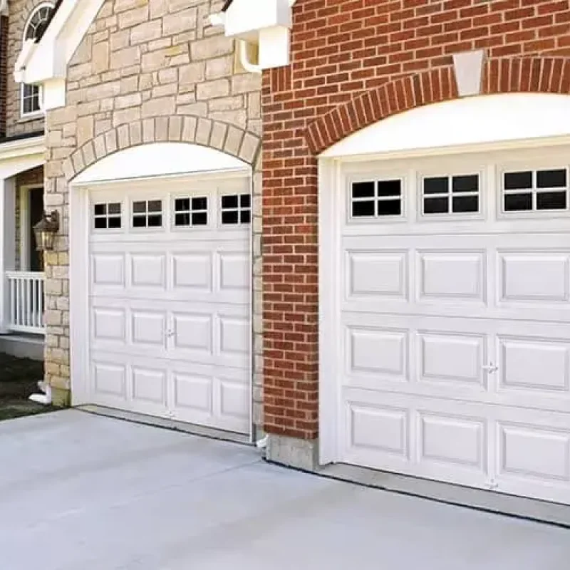 white garage doors adjacent to each other