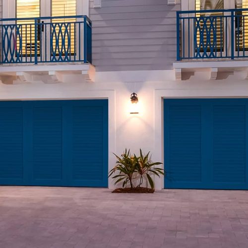 dark blue garage doors