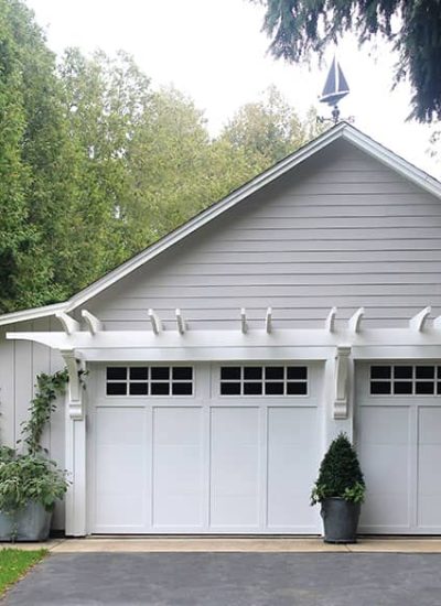 white garage doors with windows